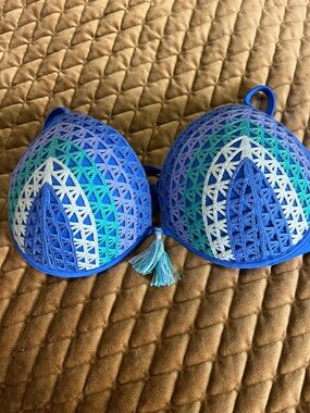 Shade & Shore Royal Blue Bikini Top with Aqua Lining